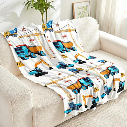 Construction Truck Blankets for Boys and Girls Cute Truck Blanket for Sofa Couch Bed Truck Blanket for Children Kids Boys Teens for Birthday Choice.