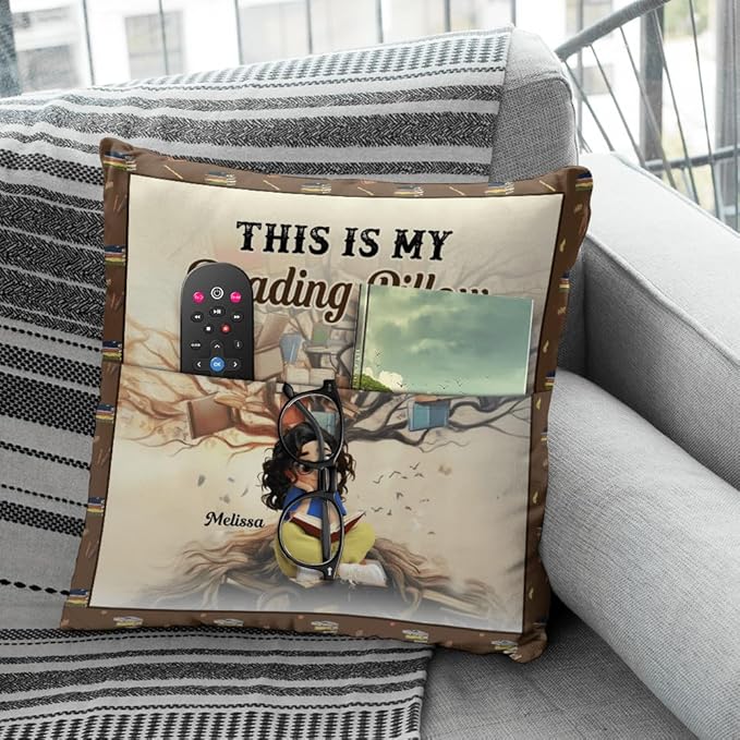 ENCYCOM Personalized Book Reading Pocket Pillow - Custom Reading Pillows with Name – Uniqua Gift for Bookworm Girls, Women Who Love Books, Perfect for Bed or Cozy Corner (Reading Pillow 10)