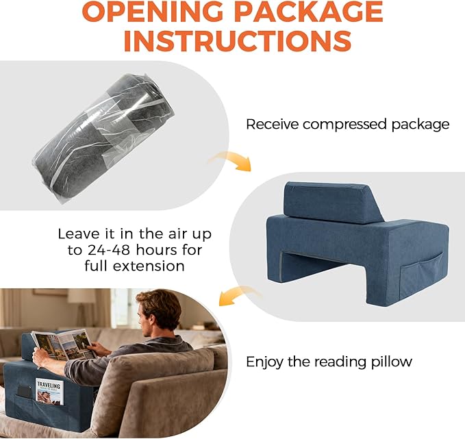 Reading Pillow for Gaming Lap Desk Pillow for Laptop with Pocket Foldable Memory Foam Bed Desk for Reading Working Crocheting Gaming Arm Rest on Bed/Sofa/Floor/Couch/Car (Dark Grey Foldable)