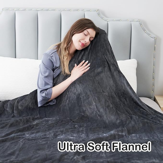 Electric Heated Blanket Full Size 72”x84”,Cozy Soft Warmth with 5 Heating Settings 10 Hours Auto-Off, Long Cord Energy-Saving, for Bed, Fast Heating Machine Washable, Dark Gray