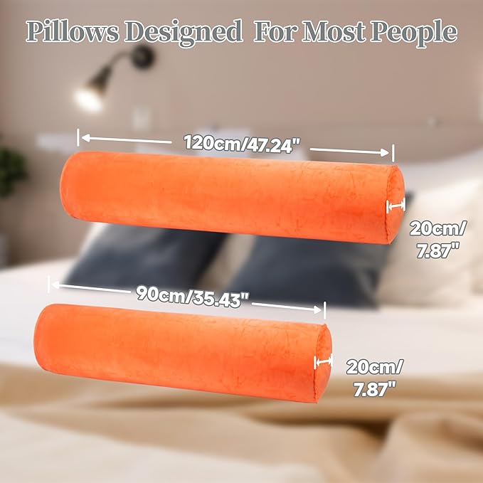 Inflatable Body Pillow for Adults Kids, 35 Inch Body Pillows for Side Sleeper, Travel Body Pillow for Bed, Bolster Pillow, Round Cervical Cylinder Pillow for Sleeping