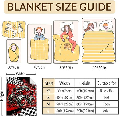 Blanket for Boys, Truck Throw Blanket Gifts for Kids Boys Age 4-6, 40"x50" Cute Flannel Blankets Gift for Son Cars Lovers Lightweight Throws for Couch Sofa Bed Decor