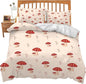 Mushroom Bedding Set Cartoon Mushroom Theme Comforter Set for Kids Teens Adults Women Men Red Mushroom Duvet Cover Bedroom Decor Soft King Size Quilt Cover with 2 Pillowcases