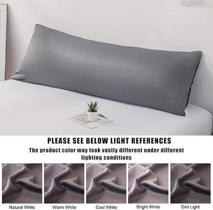 Body Cooling Pillow Cases Cover, Bamboo Rayon Dark Grey Body Pillowcases with Zipper Closure, Cool and Breathable Pillow Case for Hot Sleepers and Night Sweats, 20x54 inches