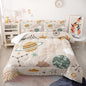Space Bedding Comforter Set King Size for Kids Teens and Adults Planet and Clouds Printed Quilt Set for Bedroom 100% Soft Microfiber All Season Print Quilt Set with 1 Comforter and 2 PillowCases