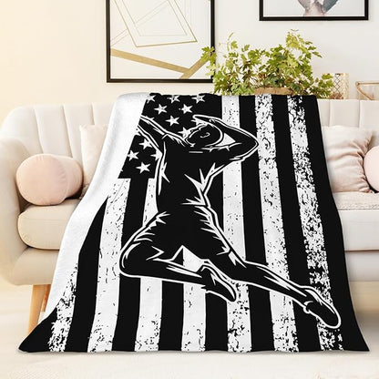 Volleyball Gifts for Kids Boys - 50x40 Inches Small Soft Fuzzy Flannel Blankets Accessories Decor Sports Throws for Travel Camping