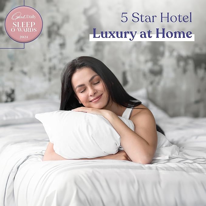 FluffCo Zen Fluff Pillows - Down Alternative - King Bed Pillow for Sleeping Made in USA - Luxury Hotel-Quality Pillow - Gift for Home - 100% Cotton, 300 Thread Count (Soft King Size 1 Pack)