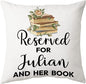 Hyturtle Personalized Book Throw Pillow (Insert Included) Gifts for Book Lover Reading Books Club Librarian on Birthday Valentines - Funny Book Lover Gifts - Custom Name Couch Cushion Decor Pillow