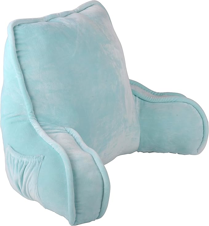Home Soft Things Super Soft Bedrest Reading Pillow, Lounger Backrest Pillow for Sitting in Bed with Arms Pockets, 20" x 18" x 17",Limpet Shell