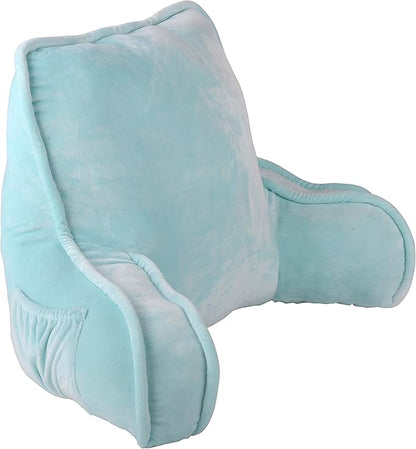 Home Soft Things Super Soft Bedrest Reading Pillow, Lounger Backrest Pillow for Sitting in Bed with Arms Pockets, 20" x 18" x 17",Limpet Shell