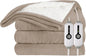 Electric Heated Blanket 90"x100" King Size Microplush Cover Blanket, 4 Heat Settings & 10 Hours Auto Off, Cozy & Warm for All Night, Machine Washable, Light Brown