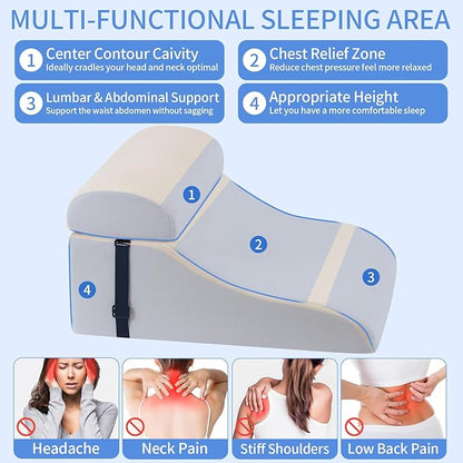Reading Pillow for Bed Adult, Memory Foam Wedge Pillow Headboard with Adjustable Lumbar Support Backrest Cushion for Sitting in Bed/Resting/Bedrest, Couch or Floor, Beige