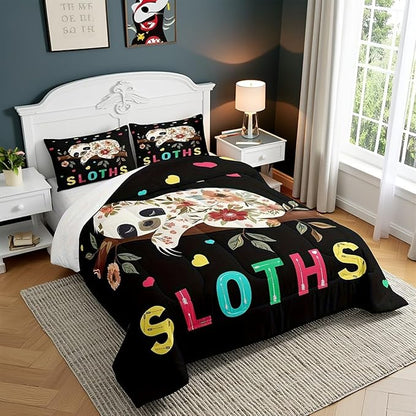 Castle Fairy Sleeping Koala Full Size Comforter Set,Beautiful Flowers Bedding Set for Adults Teens,Children Colorful Love Pattern Comforter Luxury Wild Animals Quilt Set Room Decor 3Pcs