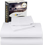 California Design Den Certified 100% Egyptian Cotton Sheets Queen Size Bed Set - Lightweight & Crisp Percale Queen Sheet Set Deep Pocket, Durable Luxury Bedding - White