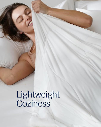 REST® Evercool®+ Cooling Comforter Set, Cali King Size, Arctic White, 4pcs with Cooling Blanket, Wrinkle-Free Deep Pocket Fitted Sheet, 2 Silver-Infused Pillowcases for Skin and Hair Bed Set