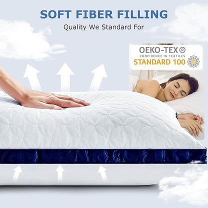 King Size Pillows Set of 2 Cooling Hotel Luxury Bed Pillows for Sleeping 2 Pack, Supportive Breathable Down Alternative Gusseted Pillow for Side Stomach or Back Sleepers