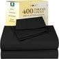 California Design Den Full Size Bed Sheets Set - Soft 400 Thread Count Sateen, Natural 100% Cotton Sheets with Deep Pockets, Breathable, and Durable Bedding Set - Black