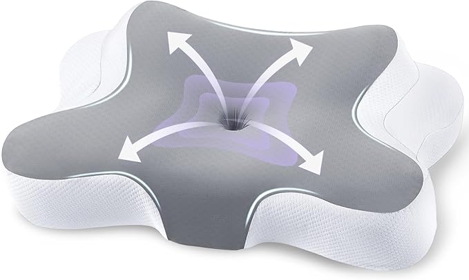 A-Pce Cervical Pillow for Neck and Shoulder,Contour Memory Foam Pillow,Ergonomic Neck Support Pillow for Side Back Stomach Sleepers with Pillowcase