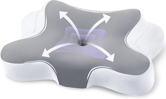 A-Pce Cervical Pillow for Neck and Shoulder,Contour Memory Foam Pillow,Ergonomic Neck Support Pillow for Side Back Stomach Sleepers with Pillowcase