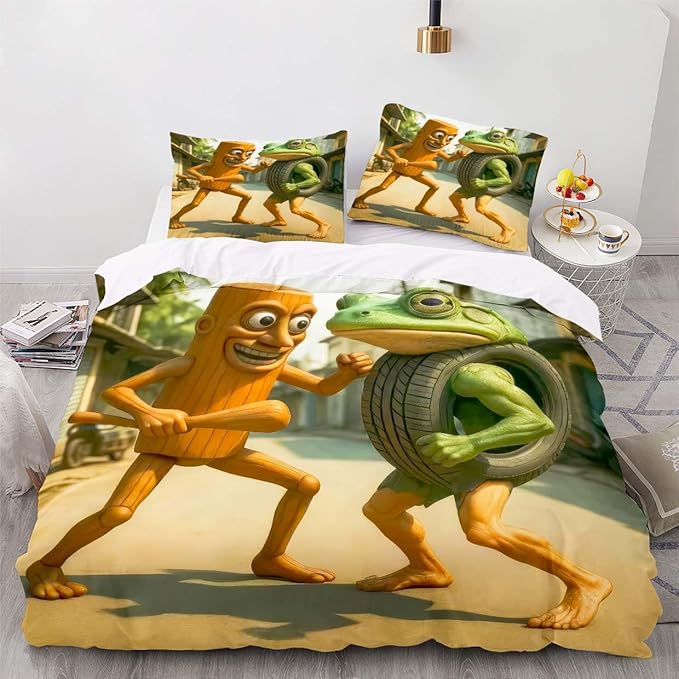 Funny Fusion Animals Bedding Set,Fusion Animals Duvet Cover Twin Full Queen King Set for Kids Boys Bed Decor Gifts (Color 18,Queen (90" x 90"))