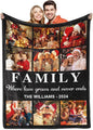 Yoke Style Ships Next Day, Custom Photo Blanket on Christmas for Family, Printed in USA - Customizable Picture Blanket Personalized New Year Gifts for Women Men Couples Mom Dad Wife Friends