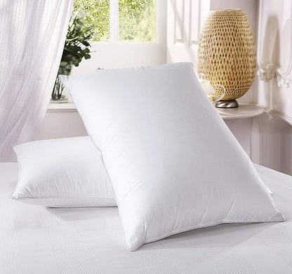 Royal Hotel Bedding Down Pillow - 500 Thread Count 100% Cotton, Down, Standard/Queen Size, Firm, Set of 2