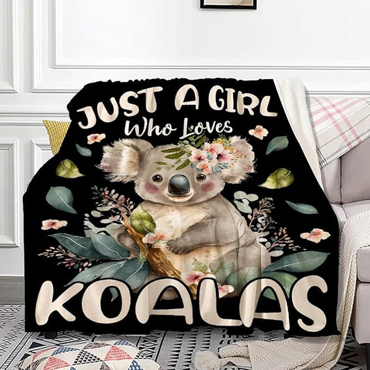 Koala Blanket for Girls Just A Girl Who Loves Koala Gifts for Women Soft Comfortable Throw Blanket for Bedding Sofa Chairs Camping 50x60inches