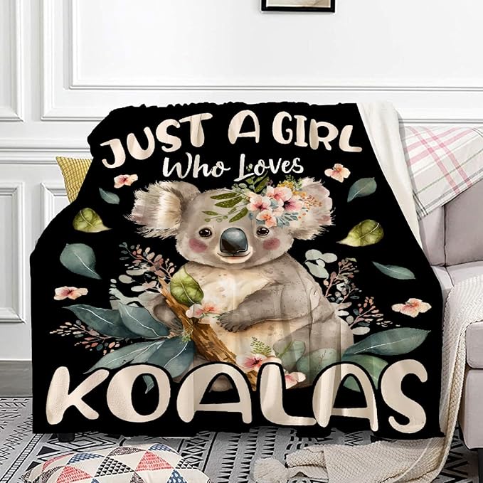 Koala Blanket for Girls Just A Girl Who Loves Koala Gifts for Women Soft Comfortable Throw Blanket for Bedding Sofa Chairs Camping 40x50inches