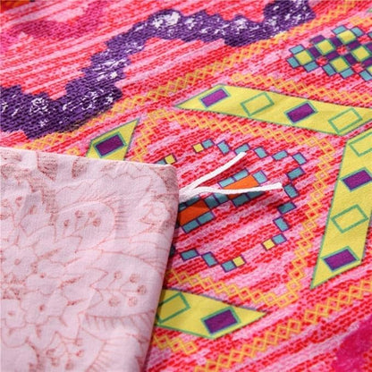 CottonLife Boho King Duvet Cover Soft Cotton 3 Pieces Boho Bedding Sets King Boho Exotic Colorful Chic Style Teal Orange Bohemian Retro Print Duvet Cover King, with Zipper Closure (NO Comforter)