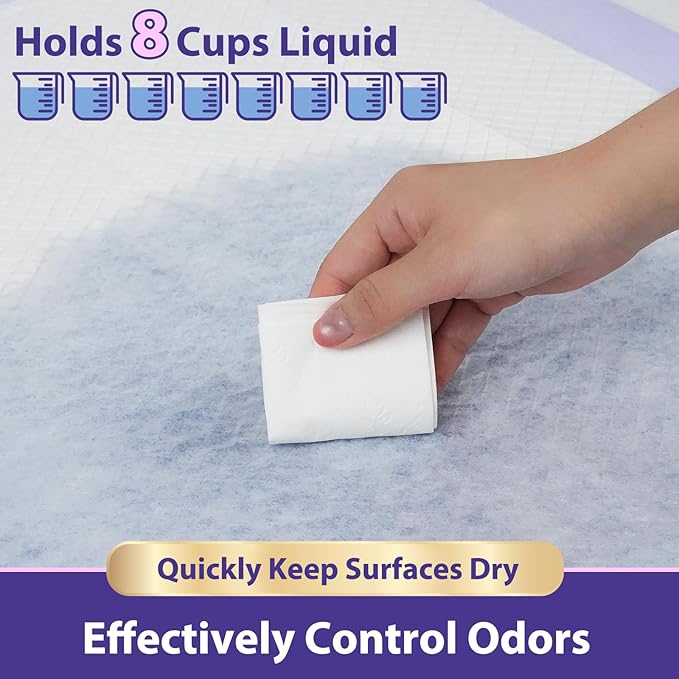 130 Grams Heavy Duty Bed Pads 36''X36'', 50 Count Disposable Purple Underpads, Extra Large XXXL Chucks Pads, 3X Thicker Incontinence Pads for Adults, Kids or Pets from MILDPLUS