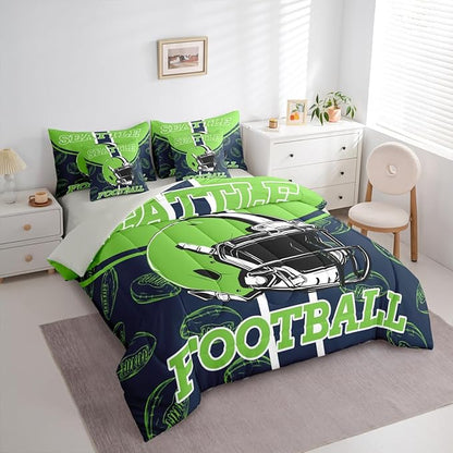 Feelyou Football Comforter Set Full Size 7 Pieces Ball Games Bedding Set for Kids Boys Girls Rugby Bed in a BagFootball Bedroom Decor Rugby Sports