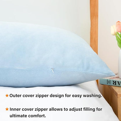 Body Pillow, Memory Foam Body Pillows for Adults Sleeping, Long Pillow for Bed, Big Large Firm Full Body Pillow for Side Sleeper, 20x54 Inch, Light Blue