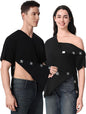 Magnetic Buttons Post Shoulder Surgery Recovery Shirt for Men V-Neck Tear Away Adaptive Chemo Port Clothing for Women