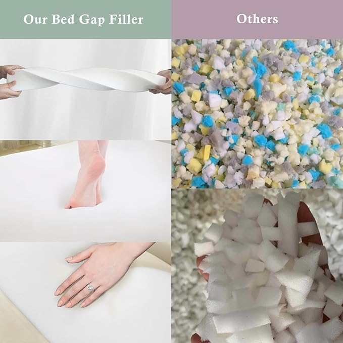 Bed Wedge Gap Filler Queen (60"x 8"x 6") Wedge Pillow for Headboard Gap 0-8" Mattress Gap Filler Pillow Fill The Gap Between Mattress and Wall with 2 Side Large Pockets, Bed Pillow Stopper