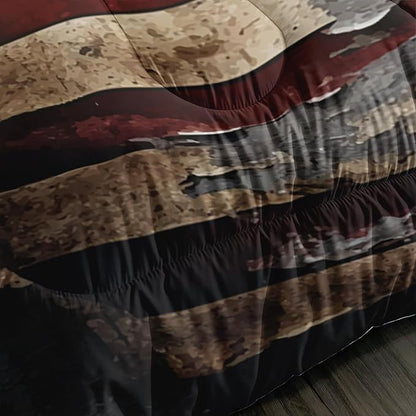 Deer Bedding Sets for Kids Boys Girls Room Decor,Hunting Themed American Flag Bedding Comforter Sets,Western Comforter Sets Camo King Bedding Set with 2 Pillowcases.