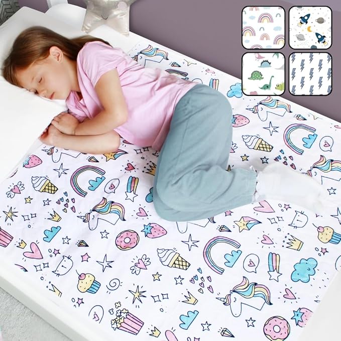 Hygge Sheets® Potty Training Pee Pads for Kids, Toddlers - 100% Waterproof, Non Slip Bed Wetting Pad for Twin Beds - Washable, Reusable Mattress & Sheet Protector - Unicorn