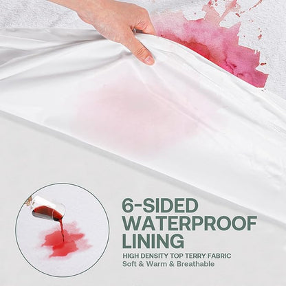 Mattress Protector California King Size Fits 9-12" Deep, Waterproof Zippered Mattress Encasement Cover with Premium Breathable Soft Terry Cloth Top for Cal King Size Bed