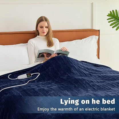 BOMOVA Heated Electric Throw Blanket - 50" x 60" Heating Blanket with 10 Heating Levels & 8 Hours Auto Off, Warm Flannel Blanket, Christmas Birthday Gifts for Women