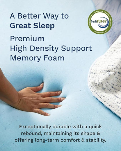 ViscoSoft 3 Inch Memory Foam Mattress Topper Short King - Select High Density Ventilated RV Camper Mattress Pad - Premium Removable Rayon Cover