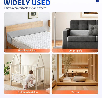 Full Size Pillow Wedge for Headboard Bed Wedge Pillow Gap Filller (0-8") High Density Foam Wedge Stoppers Triangle Foam Pillow Wedge Between Headboard Mattress