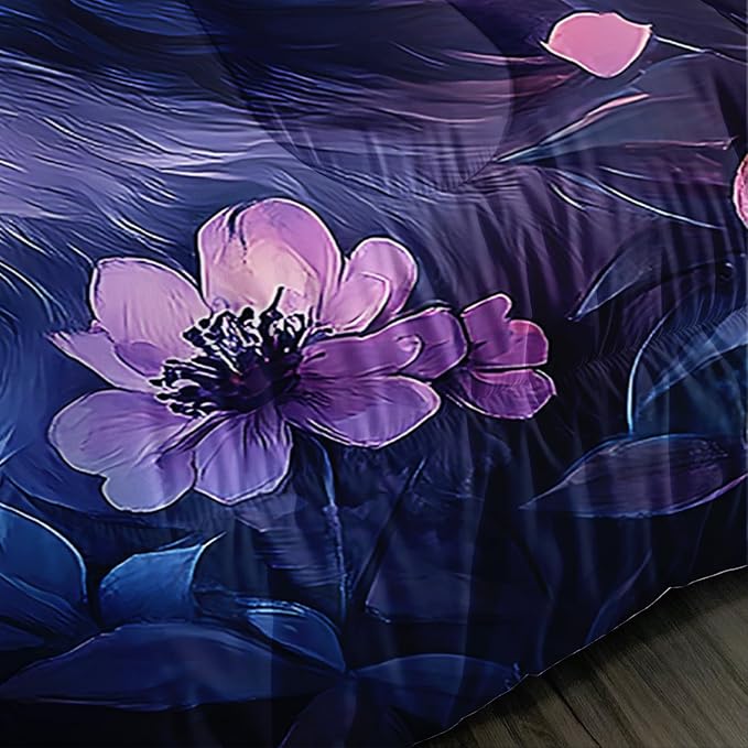 Kids Cat Comforter Set King Size,Fantasy Cats Butterfly Flowers Bedding Set for Kids Girls Kawaii Room Decor,Cute Little Animal Themed Toddler Bedding Set with 2 Pillowcases.
