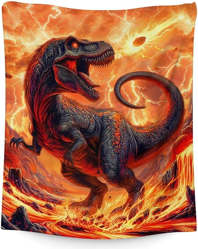 Dinosaur Blanket Gifts for Adults - 60 x 80 Inches Twin Size Throw for Men, Boys - Soft Plush Throw Blankets Decor for Bed, Living Room