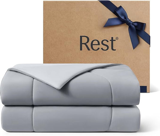 REST® Evercool® Cooling Comforter, King/Cali King, Blanket for Hot Sleepers, All Season Bedding for Night Sweats, Breathable Lightweight Duvet, 106x90 Inches, Cool Gray