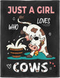 Cow Lover Blanket, Just A Girl Who Loves Cows Blanket, Soft Warm Cozy Fleece Throw, Gifts for Girls Women Kids, 50"x60", Black