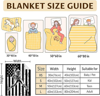 Baseball Gifts Boys Blankets for Kids Teens Adults, 80x60 Inches Twin Size Soft Comfy Flannel Baseball Throw Blankets for Couch Bed Living Room Home Decor