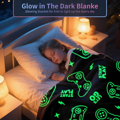 TEHALK Gaming Blanket for Boys, Glow in The Dark Gamer Blankets for Teen Boys, Gaming Gifts for Men, Cool Gamer Gifts, Birthday 40"x 60"