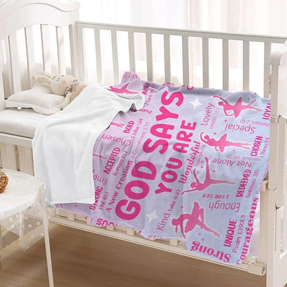Ballet Bible Verse Blanket, Inspirational Scripture Religious Gifts for Christian, Warm Soft Flannel Bible Throw for Bed Sofa Decoration 30"x40" for Baby