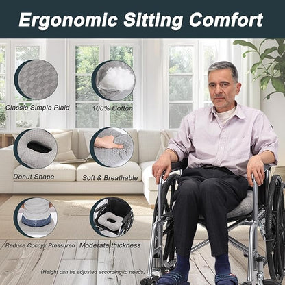Anti-Slip Wheelchair Cushions, Bed Sore Cushions for Butt, Ergonomic Innovations Orthopedic Donut Pillow, Medical Seat Cushion for Sciatica, Back, Coccyx, Pressure Sore (Black)