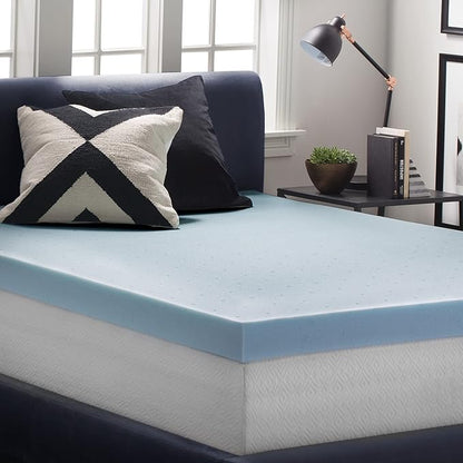 Lucid 4 Inch Memory Foam Mattress Topper, California King Size – Cooling Gel Bed Topper – Preassure-Relieving Ultra Plush Feel – Ventilated Breathable Design – CertiPur Certified - Dorm Essentials