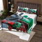 Erosebridal Green Train Coverlet Set King Size Transportation Bedspread for Boys Girls Youth Teens,Vehicles Bedding Set Railroad Car Quilt Set Kids Car Theme Room Bedroom Decor Red White